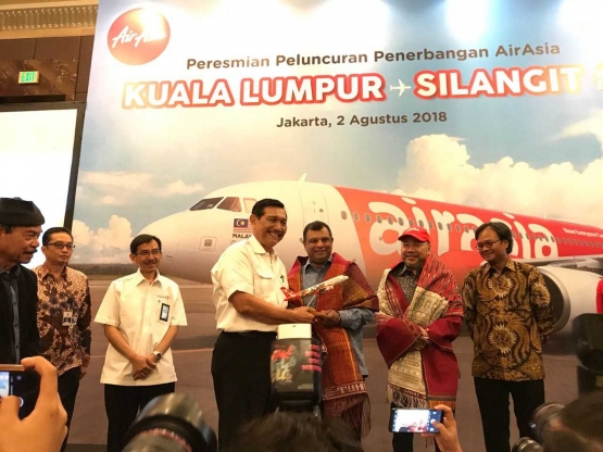 Konferensi pers rute baru Kuala Lumpur ke bandara Silangit Sumut.