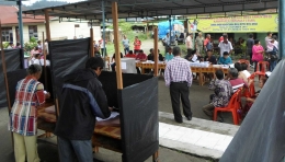 Suasana di salah satu TPS saat gelaran pemilihan umum di salah satu daerah di Tapanuli, Sumatera Utara. Dok Pribadi
