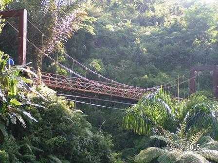 Jembatan gantung Baturraden setahun sebelum runtuh tahun 2006 (radeny.wordpress.com).