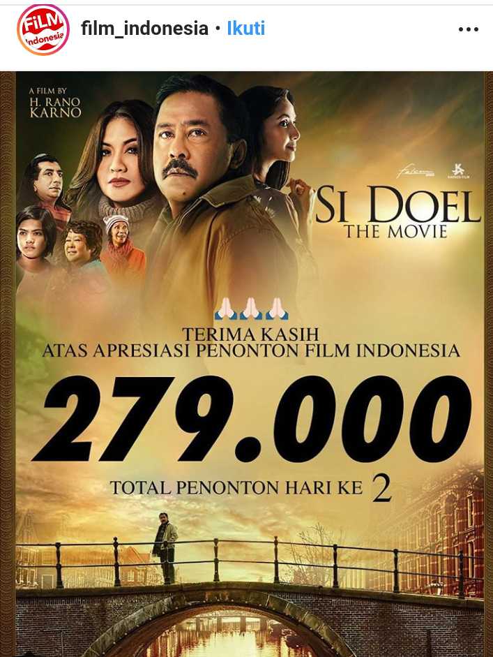 Si Doel The Movie telah meraih 279 ribu penonton pada hari kedua pemutaran (dok. Instagram.com/film_indonesia)