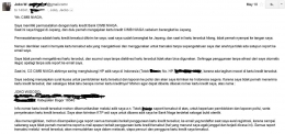 E-mail saya ke pihak Bank