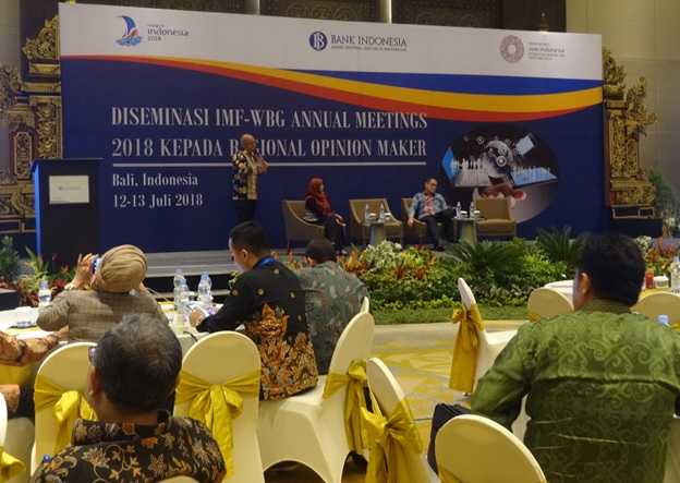 Suasana pertemuan sebelum perhelatan AM 2018 Bali yang digagas Bank Indonesia (BI) dalam acara