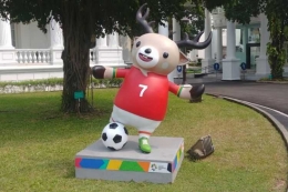 Maskot Asian Games di halaman istana (dok kompas.com)