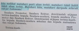 Lanjutan tulisan Bung Karno yang sangat fenomenal dari Penjara Banceuy Bandung (repro dok.pri)