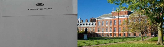 Bagian belakang amplop yang saya terima bertuliskan Kensington Palace, yang merupakan kediaman Pangeran Harry, Pangeran William, dan mendiang Putri Diana. (foto: dokpri)
