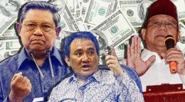 Ilustrasi: SBY dan Andi Arief, Menafaatkan skandal mahar 2 M, Partai Demokrat bermain 2 pisau dalam koalisi [diolah dari Tribunnews.com, Twitter.com/andiarief, Youtube.com/tilariapadika]