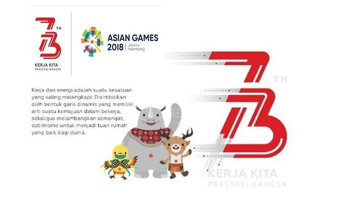 gambar kolase HUT Kemerdekaan RI ke 73 dan Logo Asian Games 2018. Sumber gambar :http://sumsel.tribunnews.com 