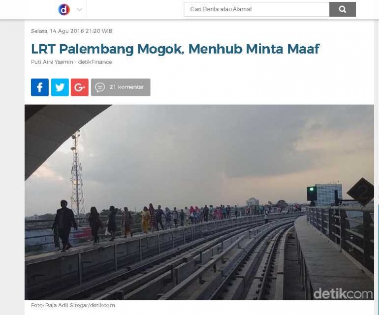 LRT Mogok Menhub Minta Maaf dan Lakukan Evaluasi