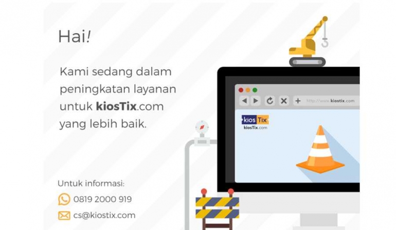 tangkapan layar website Kiostix yang sedang down per 16 Agustus 2018/ dokpri