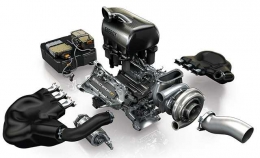 Mesin F1 dengan konfigurasi V6 Turbo Hybrid buatan Renault (Sumber : racecar-engineering.com)