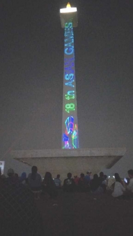 Warna-warni Asian Games dalam sinar laser (dok.windhu)