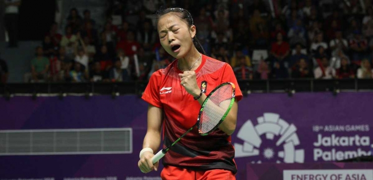 Fitriani, diharapkan bisa menyumbang poin saat tim putri Indonesia bertemu Korsel di perempat final, Senin (20/8/2018)/Foto: Twitter InaBadminton