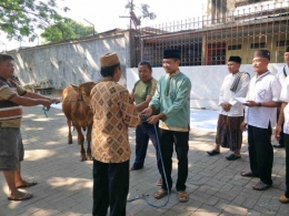 Dandim 0815 Letkol Kav Hermawan Weharima, SH Saat Meneyrahkan Hewan Qurban