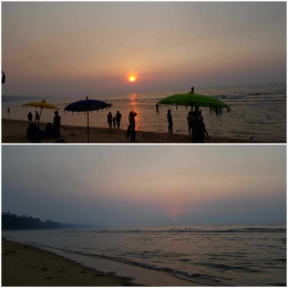 Suasana pantai di sekitar Camar Bulan Resort yang diselimuti kabut asap 17/8/2018. Sumber: Koleksi pribadi