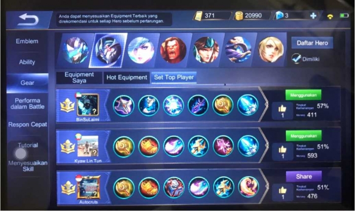 Gambar : Dashboard Menu Game Mobile Legend "Akun AUTOCRUT "