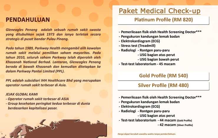 Paket medical check-up Gleneagles Penang (dok. brosur Gleneagle Penang)