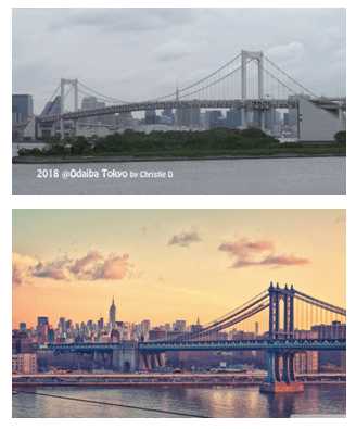 Rainbow Bridge dan Brooklyn Bridge. Hampir sama, krena memang konsep desain yang hampir sama/Dokumentasi pribadi