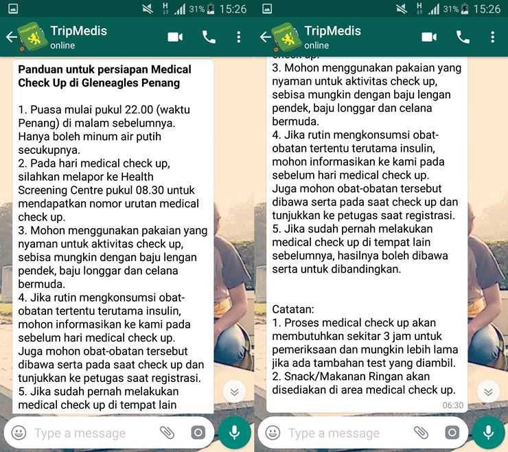 Komunikasi WA dengan TripMedis Indonesia (dok. koleksi pribadi)