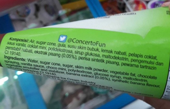 Komposisi Es Krim Campina Choco Banana