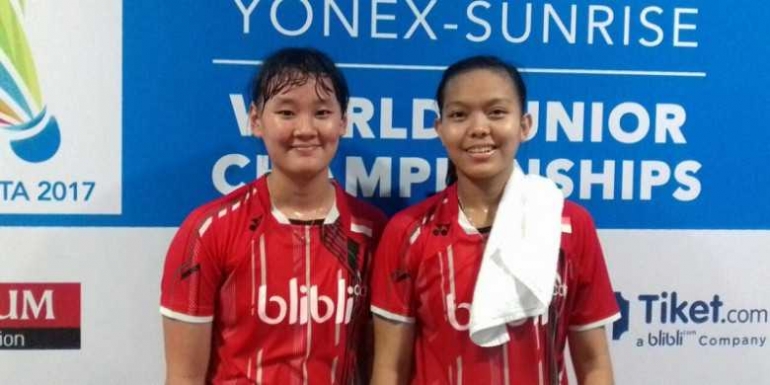 Ganda putri Indonesia, Agatha Imanuella (kiri) dan Siti Fadia Silva, menjadi unggulan ketiga di Hyderabad Open 2018/Foto; Bolasport.com