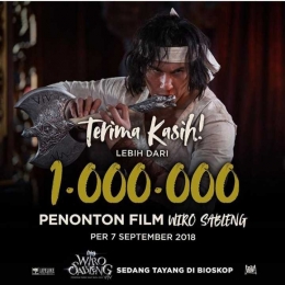 Setelah 9 hari pemutaran, Wiro Sableng baru bisa melampaui 1 juta penonton (dok instagram.com/wirosablengofficial)