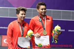 Liliyana bersama Tontowi Ahmad, meraih medali perunggu Asian Games 2018/Foto Twitter BadmintonIna