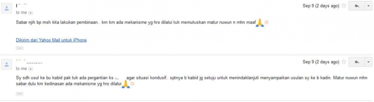Pesan dari pengawas sekolah untuk menunggu pihak Dinas Pendidikan. - Dokumen Pribadi,