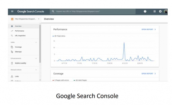 Deskripsi : Tampilan dari Google Search Consule I SumberFoto : Niko Riansyah