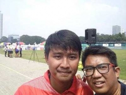 Berfoto bersama Riau Egha Agatha, pemanah Indonesia peraih medali perunggu Asian Games 2018 (dokumen pribadi)