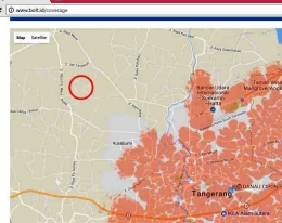 Lingkaran merah adalah tempat tinggal saya yang berada jauh dari Bolt coverage area yang berwarna pink.