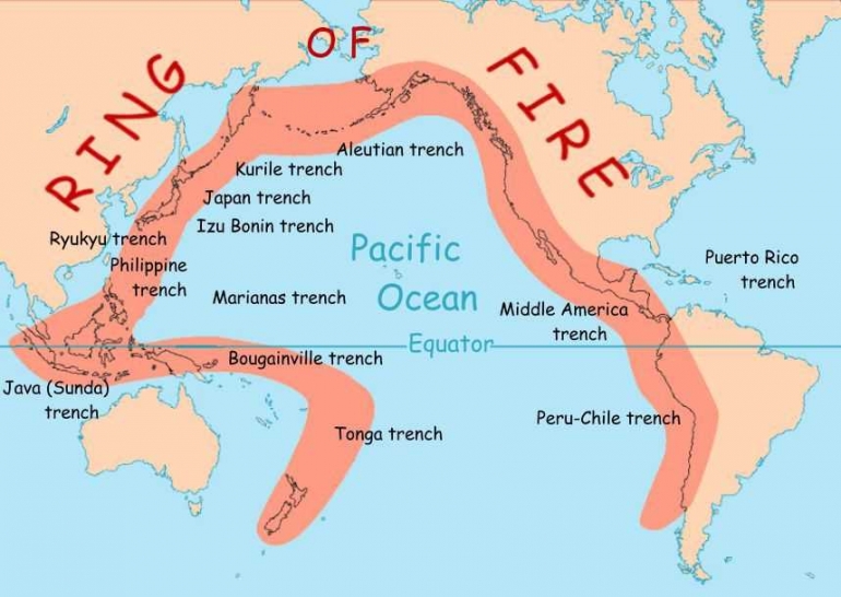 Indonesia berlokasi di lingkaran cincin api Pasifik yang rawan erupsi gunung berapi, gempa bumi, dan tsunami (Photo: www.nationalgeographic.org)