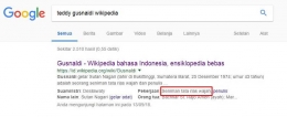 Hasil pencarian nama Teddy Gusnaidi di mesin pencarian Google.