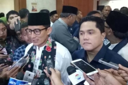 Sandiaga Uno dan Erick Thohir/Kompas.com