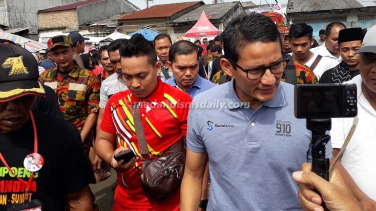 Sandiaga kunjungi pasar Marelan, Medan (Foto: medanbisnisdaily.com)