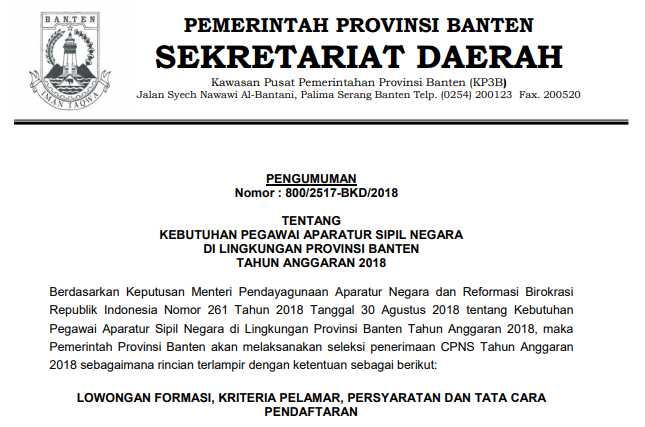 Dokumentasi Surat dari Sekda Banten