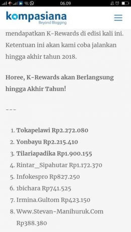 Dokpri (ada di urutan pertama K-Rewards)