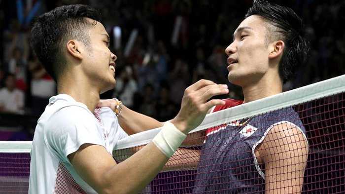 Ginting dan Kento saat bersua di Asian Games 2018 (Foto: badmintonindonesia.org)