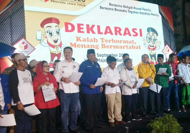 Peserta Deklarasi Kampanye Damai di Bawaslu Jatim| Dokumentasi pribadi