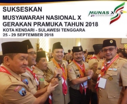 Para peserta Musyawarah Nasional Gerakan Pramuka di Kendari, tampak paling kanan Ketua Kwarda Jawa Barat Dede Yusuf. (Foto: Istimewa)