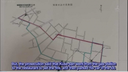 Rute warna merah rute versi Kuse-san, warna biru versi jaksa