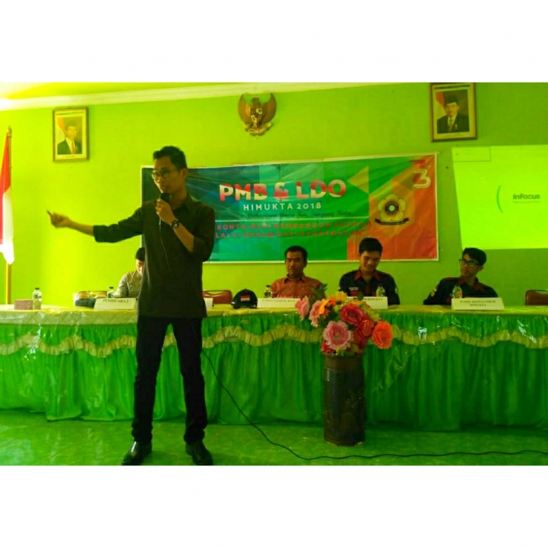 Foto Penulis Saat Menjadi Pembicara di Forum Mahasiswa Unsri Kecamatan Tanjung Batu, Ogan Ilir.