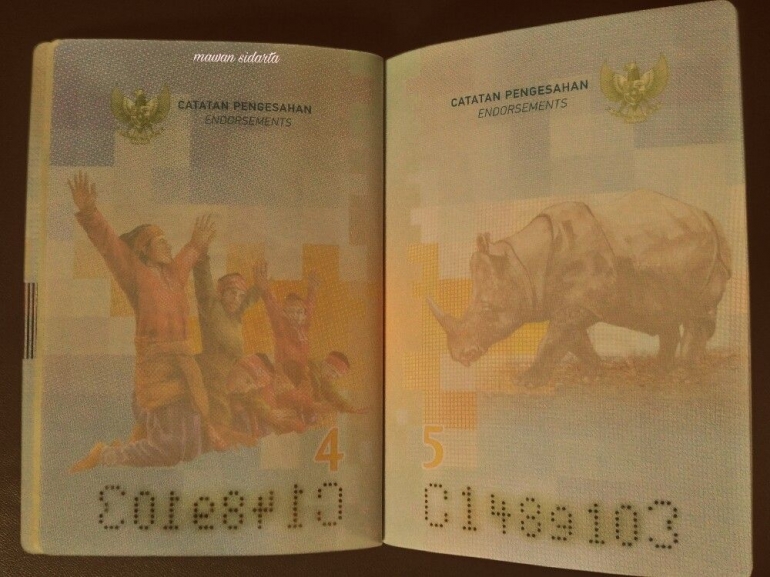 Tampilan halaman paspor dengan gambar khasanah budaya Indonesia (dok.pri)