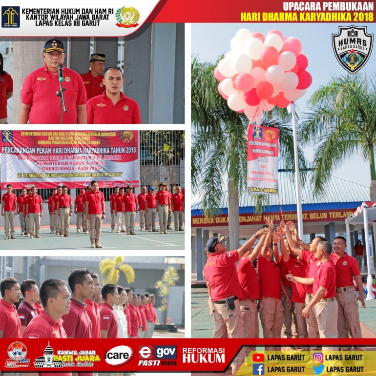 upacara dan pelepasan balon sebagai simbol pekan hari dharma karyadhika tahun 2018 resmi dibuka