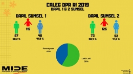 Grafis Caleg DPR RI Dapil Sumsel berdasarkan jenis kelamin