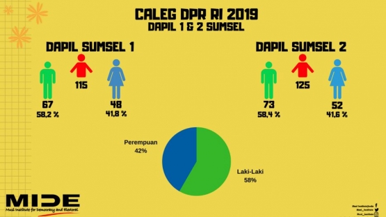 Grafis Caleg DPR RI Dapil Sumsel berdasarkan jenis kelamin
