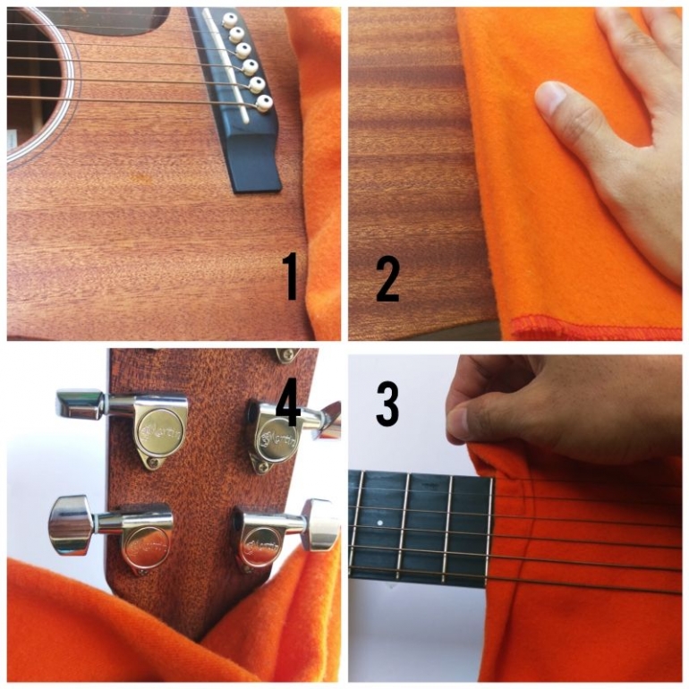 Langkah-langkah membersihkan gitar dalam foto - foto: Dokumentasi pribadi