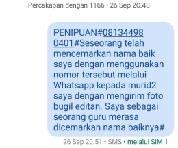 Screenshot SMS ke 1166 (Gambar Pribadi)