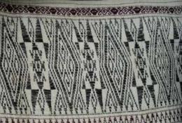 Detil Tinorpa pada ulos Jugia, perhatikan bentuk anting, beruang, dan biji ketimun (Sumber: tribal textiles.info, koleksi Vera Tobing)