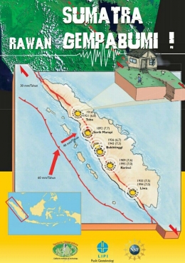 Gambar 1. Wilayah-wilayah Rawan Gempa di Sumatra. Sumber: Brosur Ilmiah LIPI