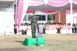 Dandim 0815 Letkol Kav Hermawan Weharima, SH, Saat Menjadi Irup Hari Santri Di Ponpes Nurul Islam, Pungging, Mojokerto (dokpri)